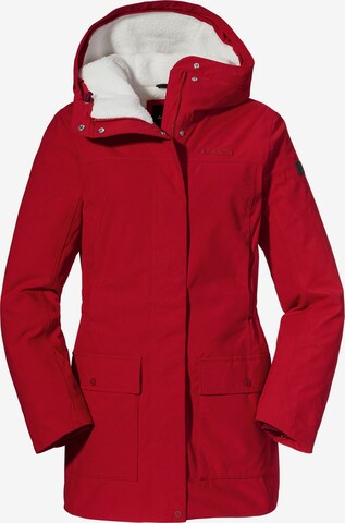 Schöffel Between-Seasons Parka 'Rotterdam' in Red: front