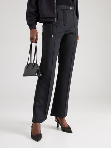 Max Mara Leisure Boot cut Pleat-front trousers 'MALESIA' in Black: front