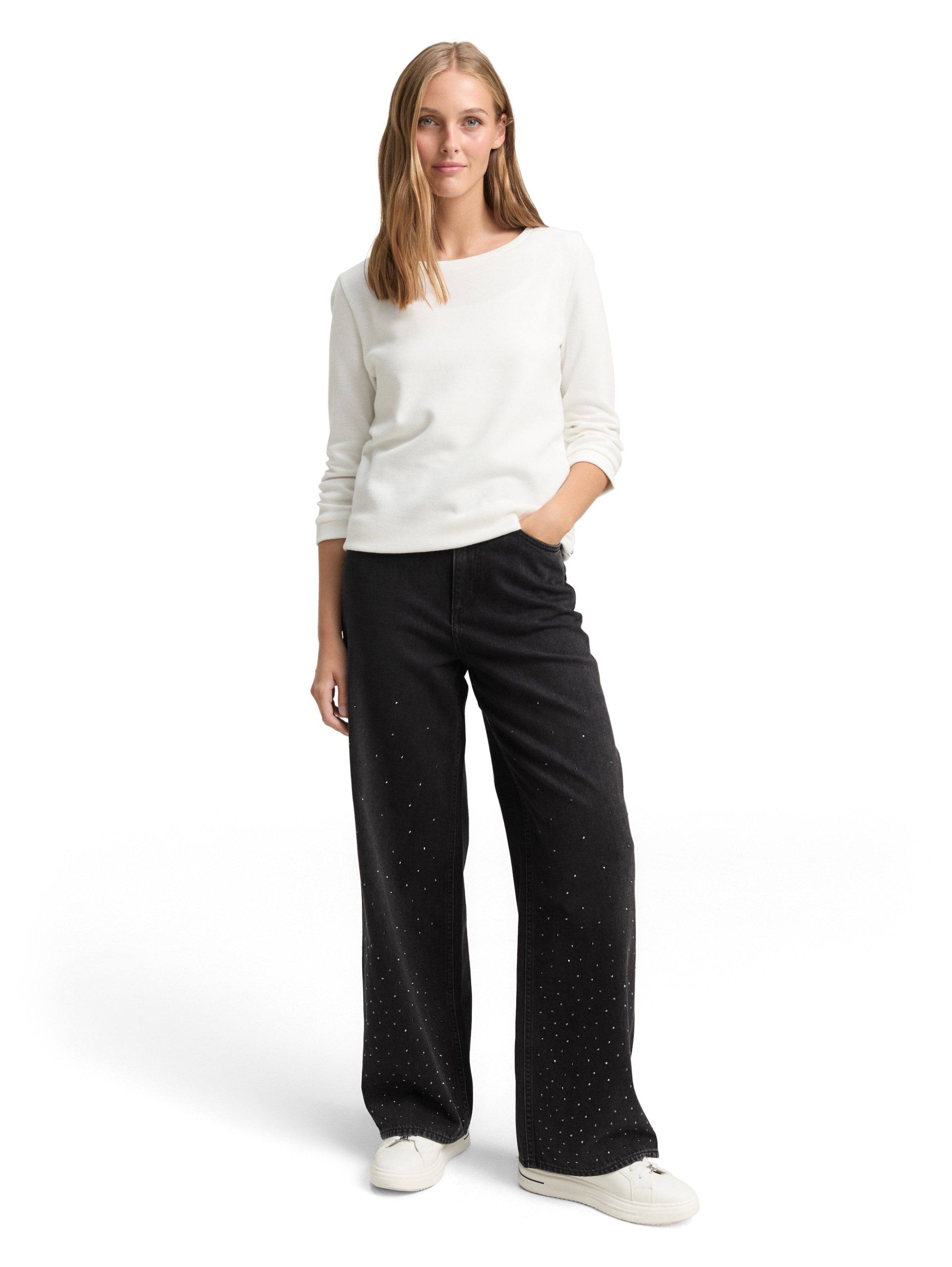 TOM TAILOR DENIM Wide leg Jeans in Black: front