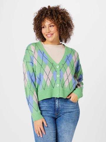 Noisy May Curve Knit cardigan 'KIRSTY' in Green: front