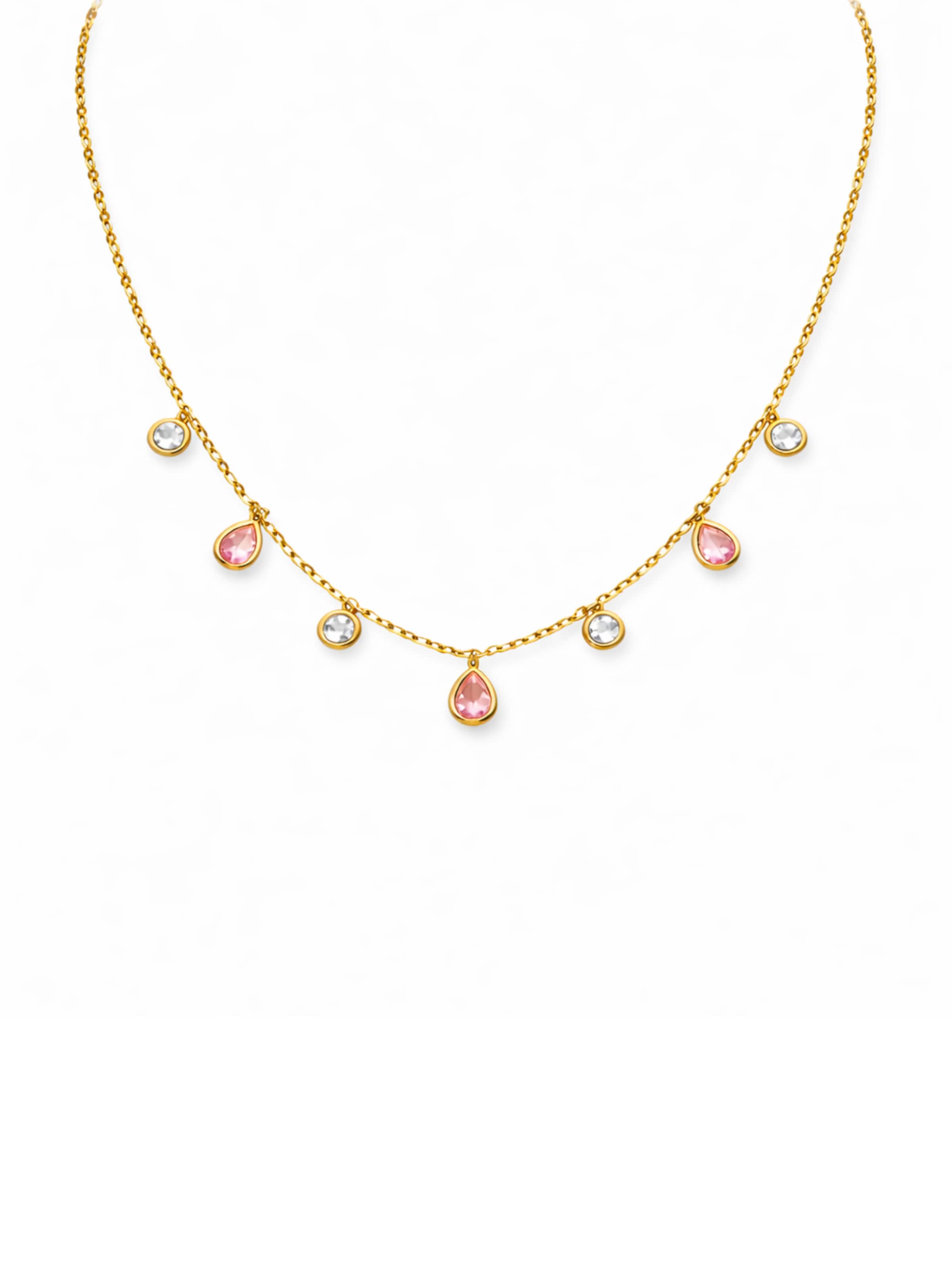 Pure Schmuck Ketting 'Garden Grace Halskette | Bridgerton' in Roze: voorkant