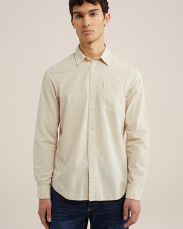 WE Fashion Regular fit Button Up Shirt in Beige: front