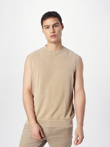 Revolution - Camiseta sin mangas en beige: frente