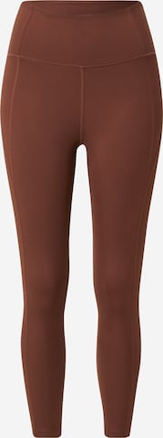 Girlfriend Collective Skinny Workout Pants in Brown: front