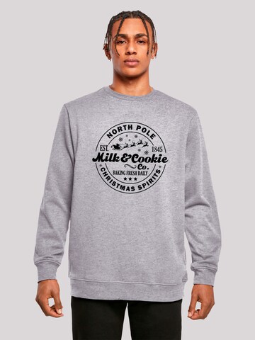 F4NT4STIC Sweatshirt 'Milk and Cookie Bakery Retro Christmas Sign' in Grau: Vorderseite