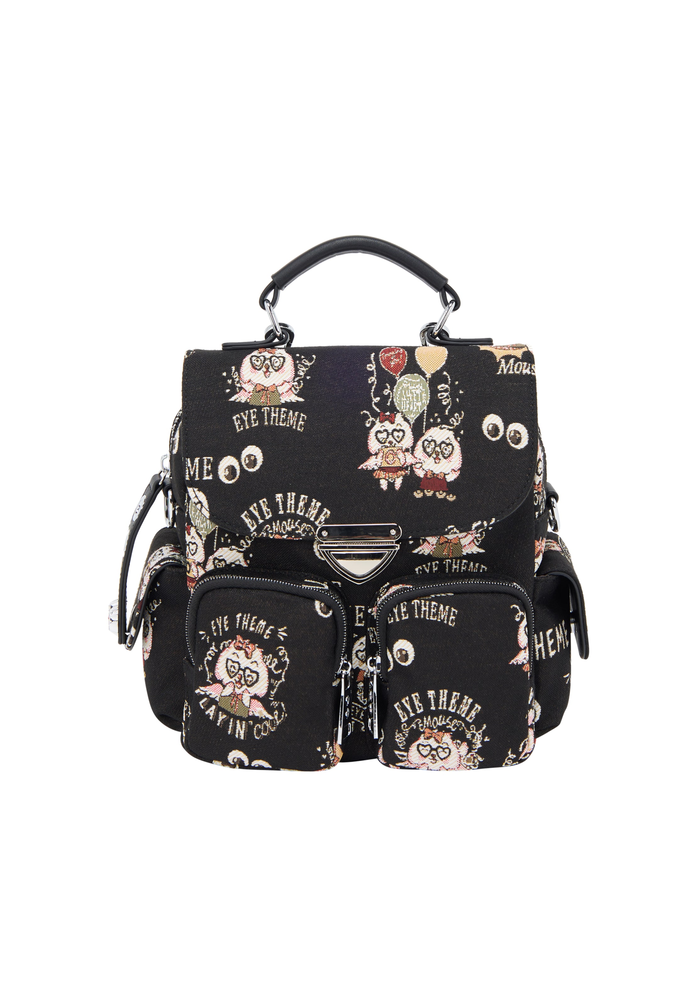 MYMO - Mochila 'Pop Eyetheme' en negro: frente