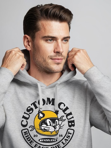 Neverless Sweatshirt 'Racing Cat' in Grey