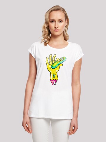 F4NT4STIC Shirt 'Rick and Morty Pickle Hand' in White: front