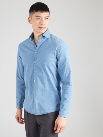 Coupe slim Chemise Lindbergh en bleu : devant