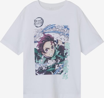 NAME IT Shirt 'Demon Slayer' in Wit: voorkant
