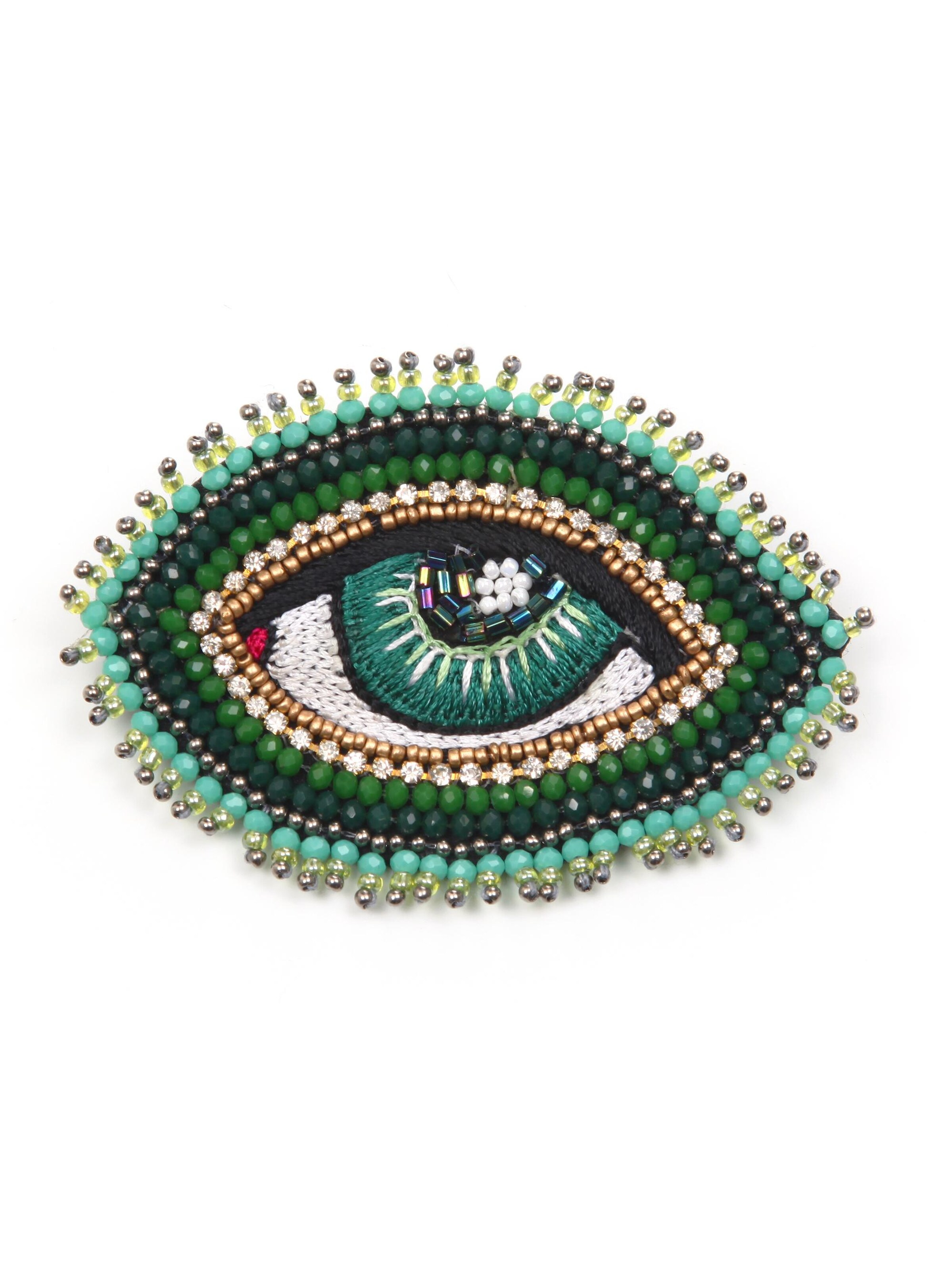 COLLEZIONE ALESSANDRO Brosche 'Eye'‌‌‌‌‌‌‌‌ in Grün: Vorderseite