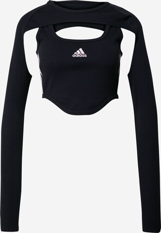 ADIDAS SPORTSWEAR Αθλητικό τοπ 'Dance 3-Stripes Ribbed Fitted With Detachable Sleeves' σε μαύρο: μπροστά