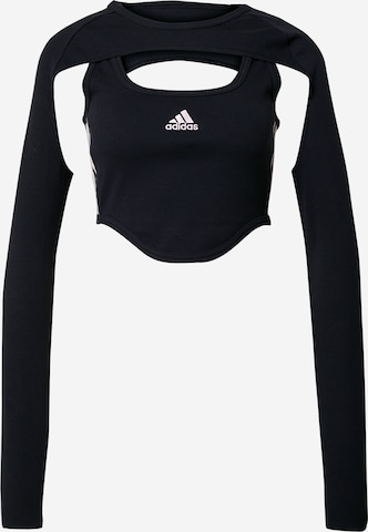 ADIDAS SPORTSWEARSportski top 'Dance 3-Stripes Ribbed Fitted With Detachable Sleeves' - crna boja: prednji dio