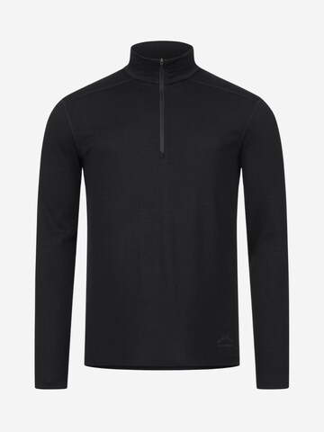 Alpenwert Shirt 'Zip Longsleeve Herren 100% Merino' in Black: front
