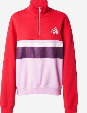 LEVI'S ®Sweater majica 'Graphic Cb Rue 1/4 Zip' - crvena boja: prednji dio