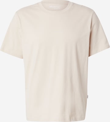 SELECTED T-Shirt 'SLHASPEN' in Beige: Vorderseite