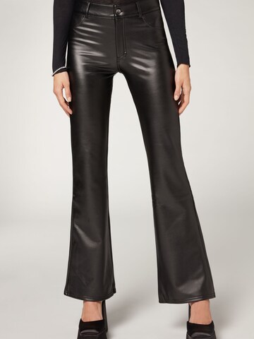 CALZEDONIA Flared Leggings 'thermo' in Black: front