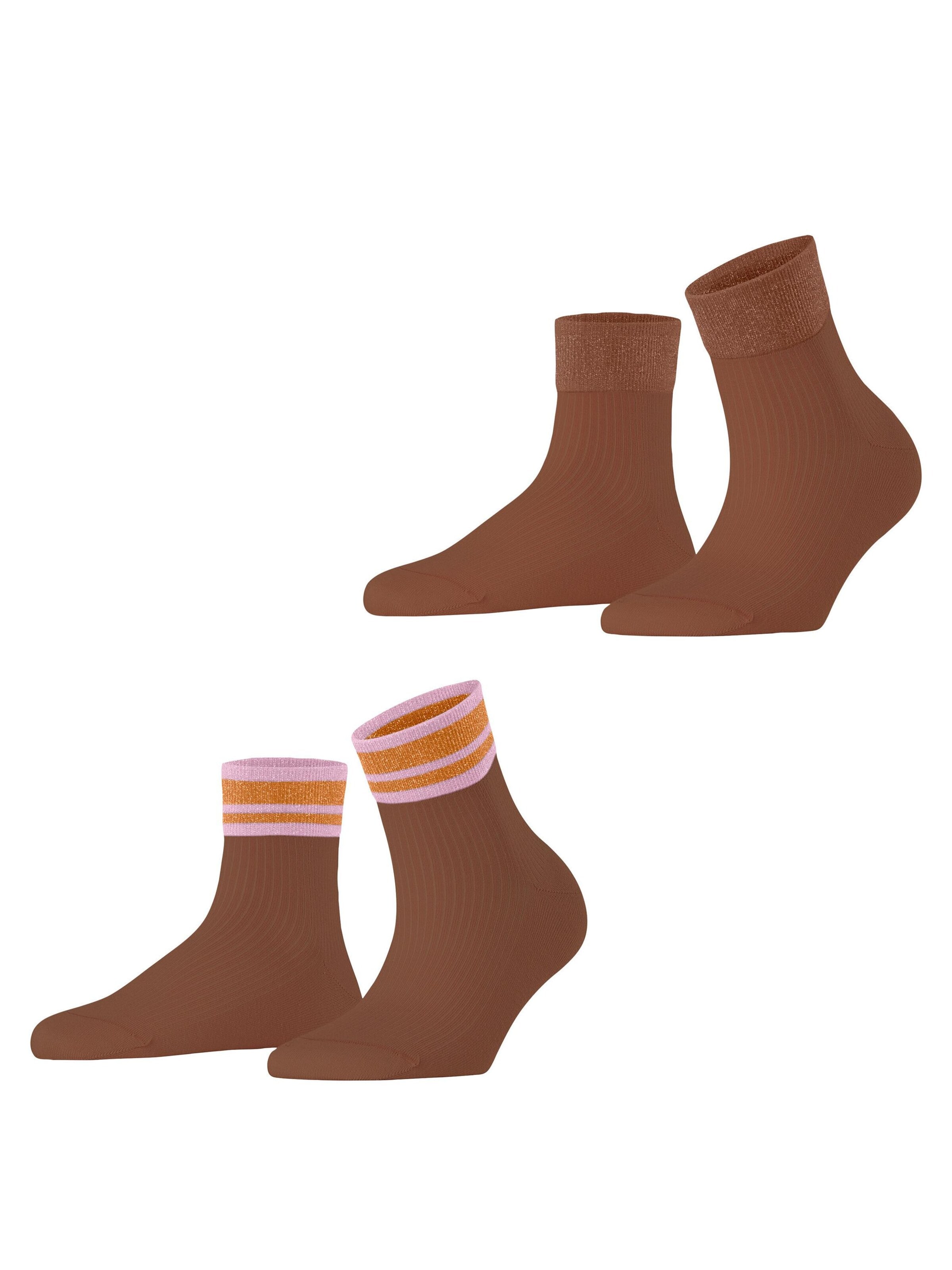 ESPRIT Socken 'Retro Glitter 2-Pack'‌‌ in Braun: Vorderseite