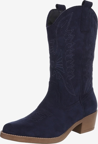 Ital-Design Cowboy Boots in Blue: front