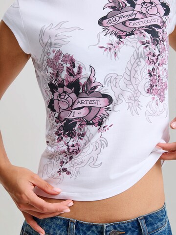 Maglietta 'Tattoo City' di Ed Hardy in bianco