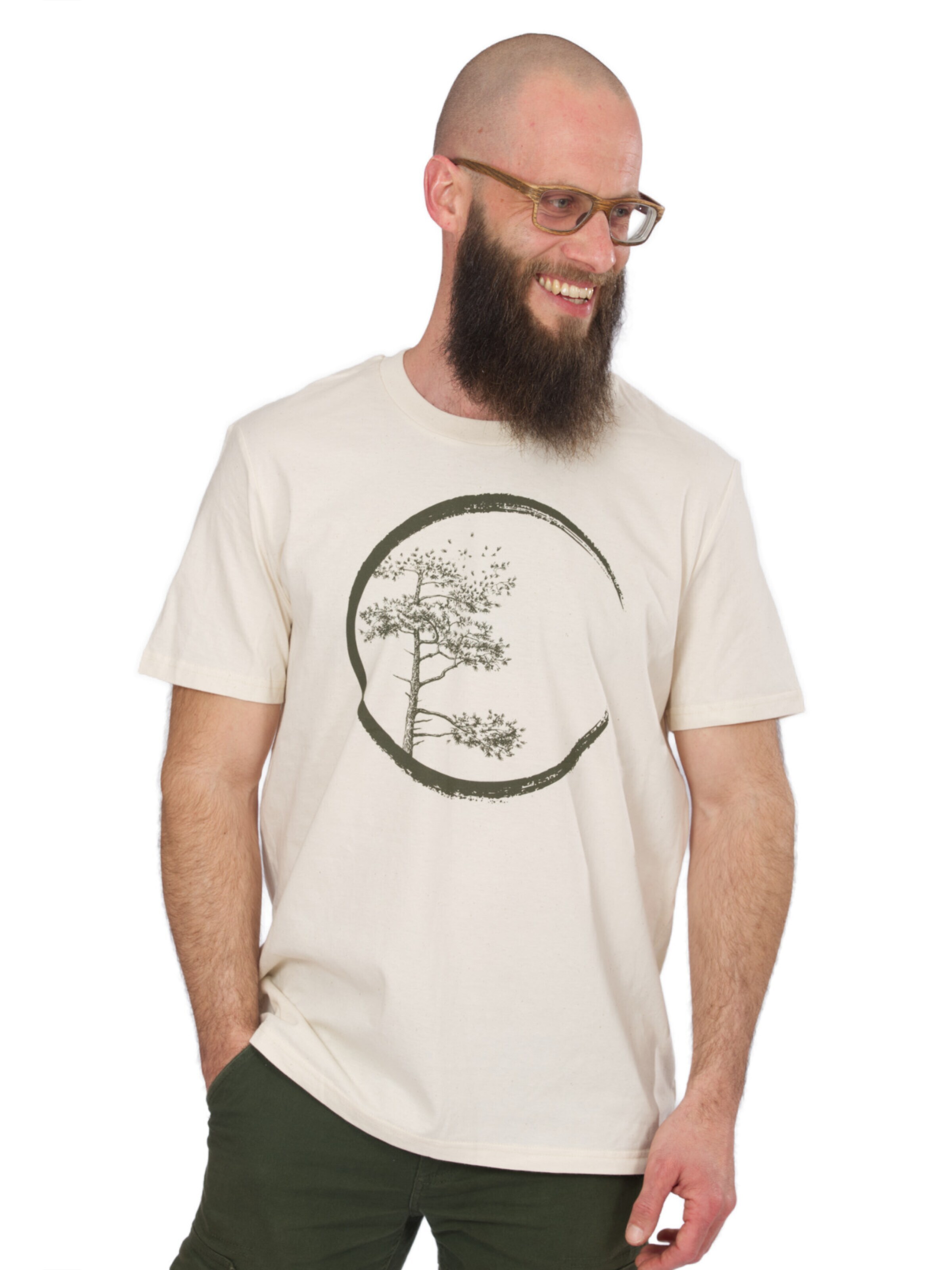 T-Shirt 'Organic Fairwear Shirt Men Natural Raw Circle' Life-Tree en blanc