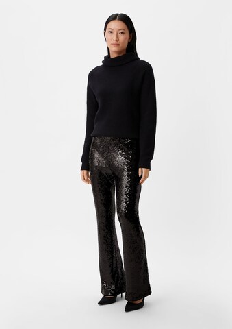 évasé Pantalon COMMA en noir