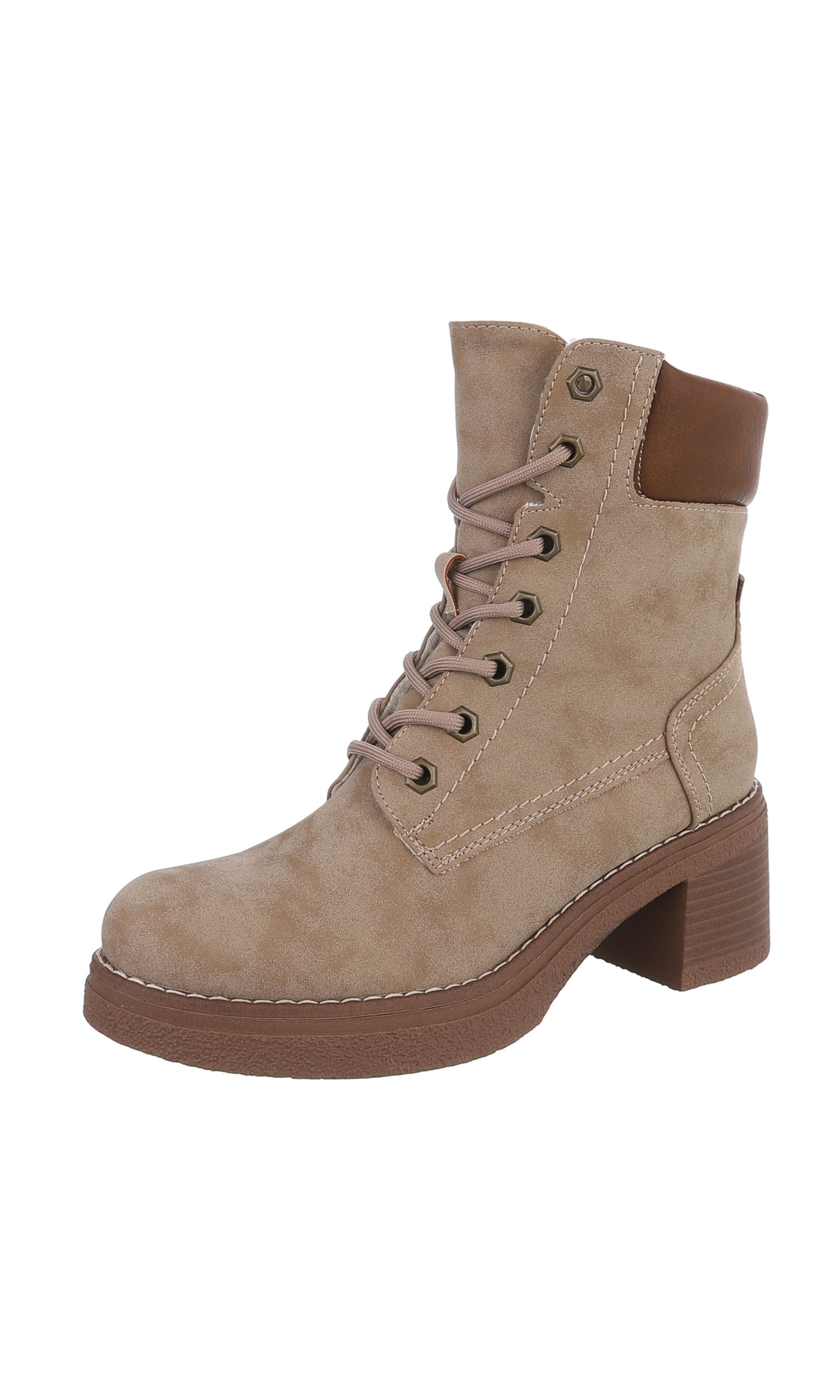 Ital-Design Lace-Up Ankle Boots in Brown: front