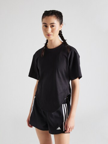 ADIDAS BY STELLA MCCARTNEY Функционална тениска 'Curfed Hem' в черно: отпред