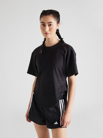 ADIDAS BY STELLA MCCARTNEY Performance Shirt 'Curfed Hem' in Black: front