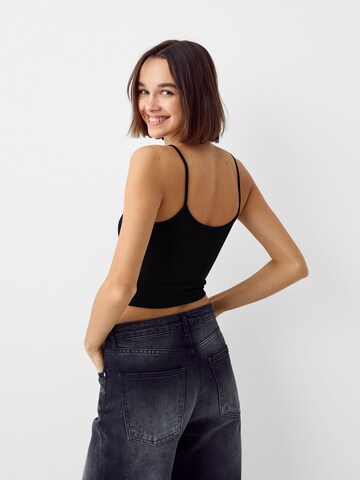 Bershka Gebreid vest in Zwart