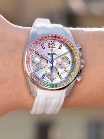 FESTINA Analoog horloge 'Festina - Chronograph Boyfriend - Quartz watch movement - Watch case width: 38.1 mm' in Wit: voorkant