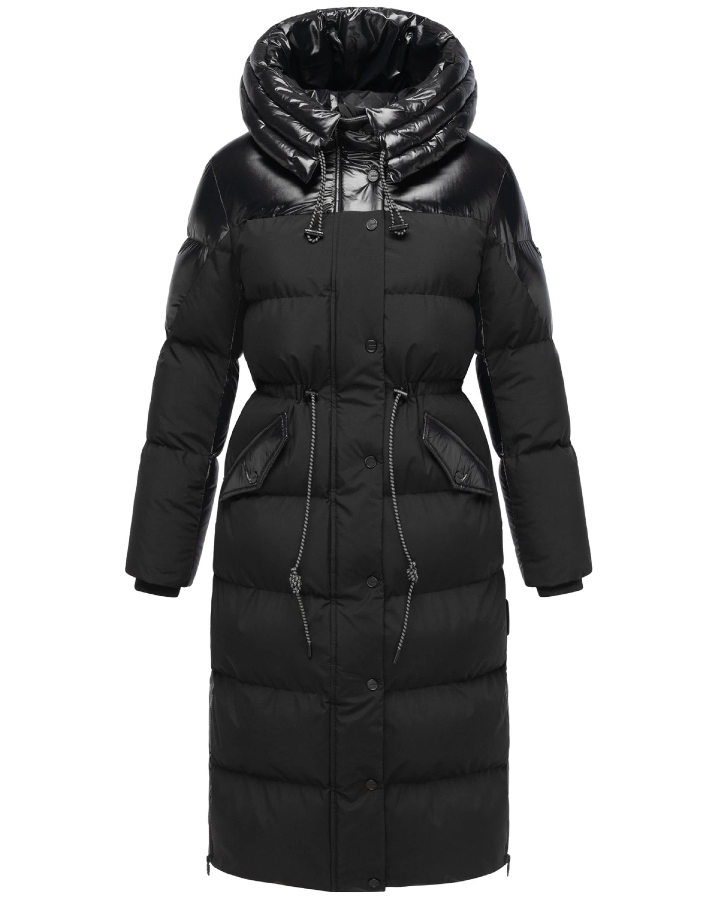 NAVAHOO Wintermantel 'Knusperherz 14' in Schwarz: Vorderseite