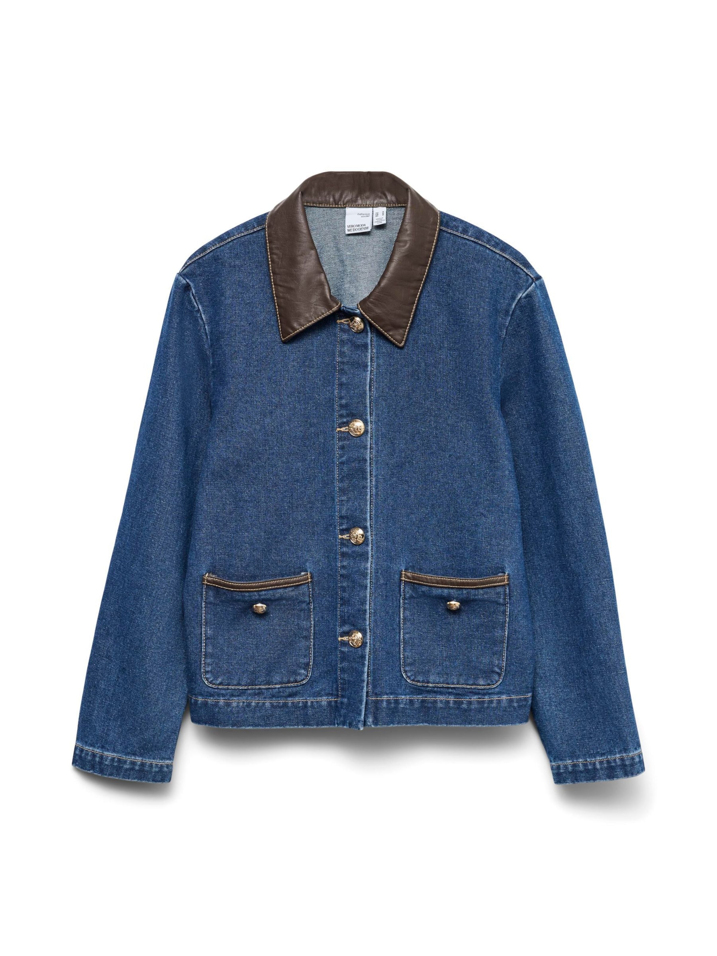 VERO MODA Tussenjas 'VMaline' in de kleur Blauw denim / Chocoladebruin, Productweergave