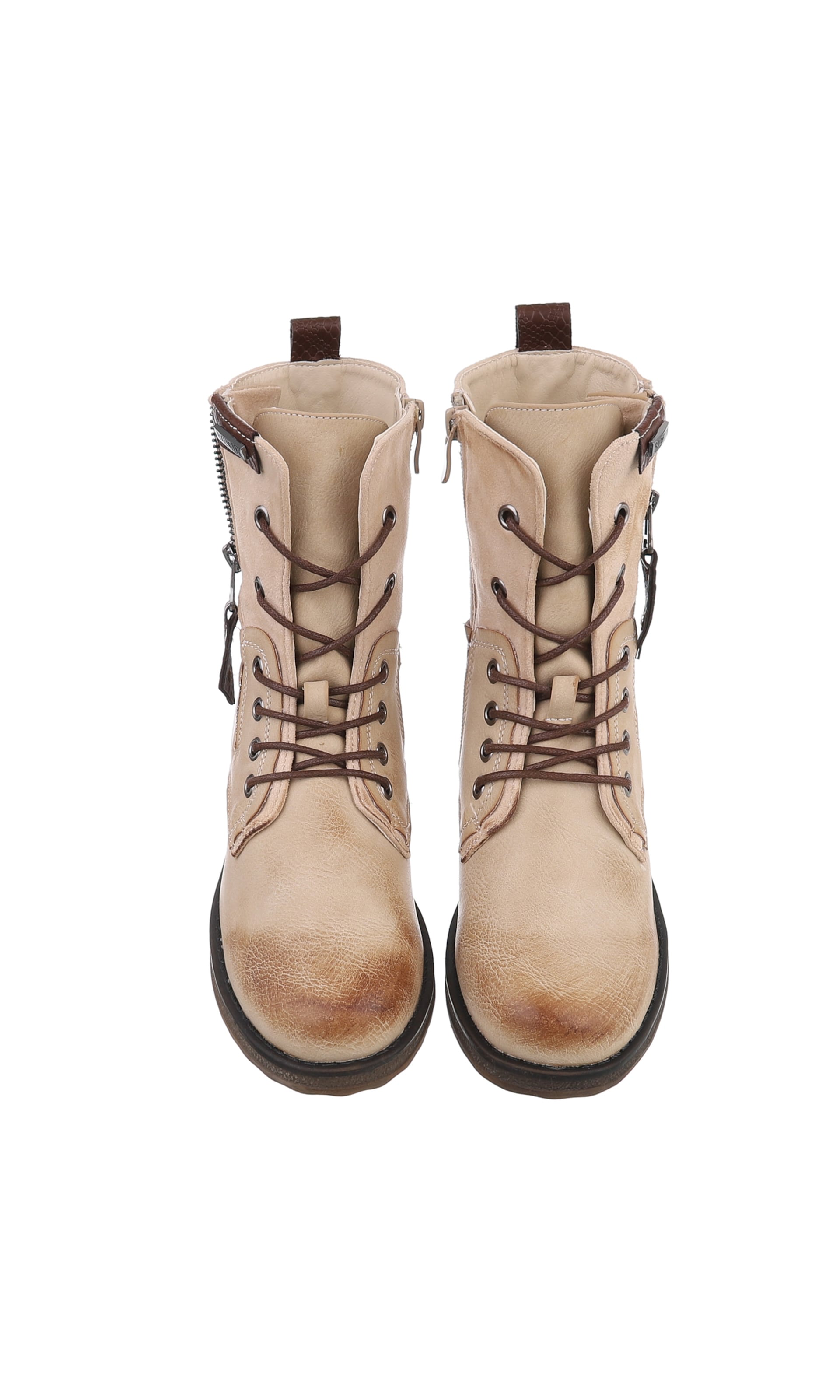 Ital-Design Schnürstiefelette in Beige