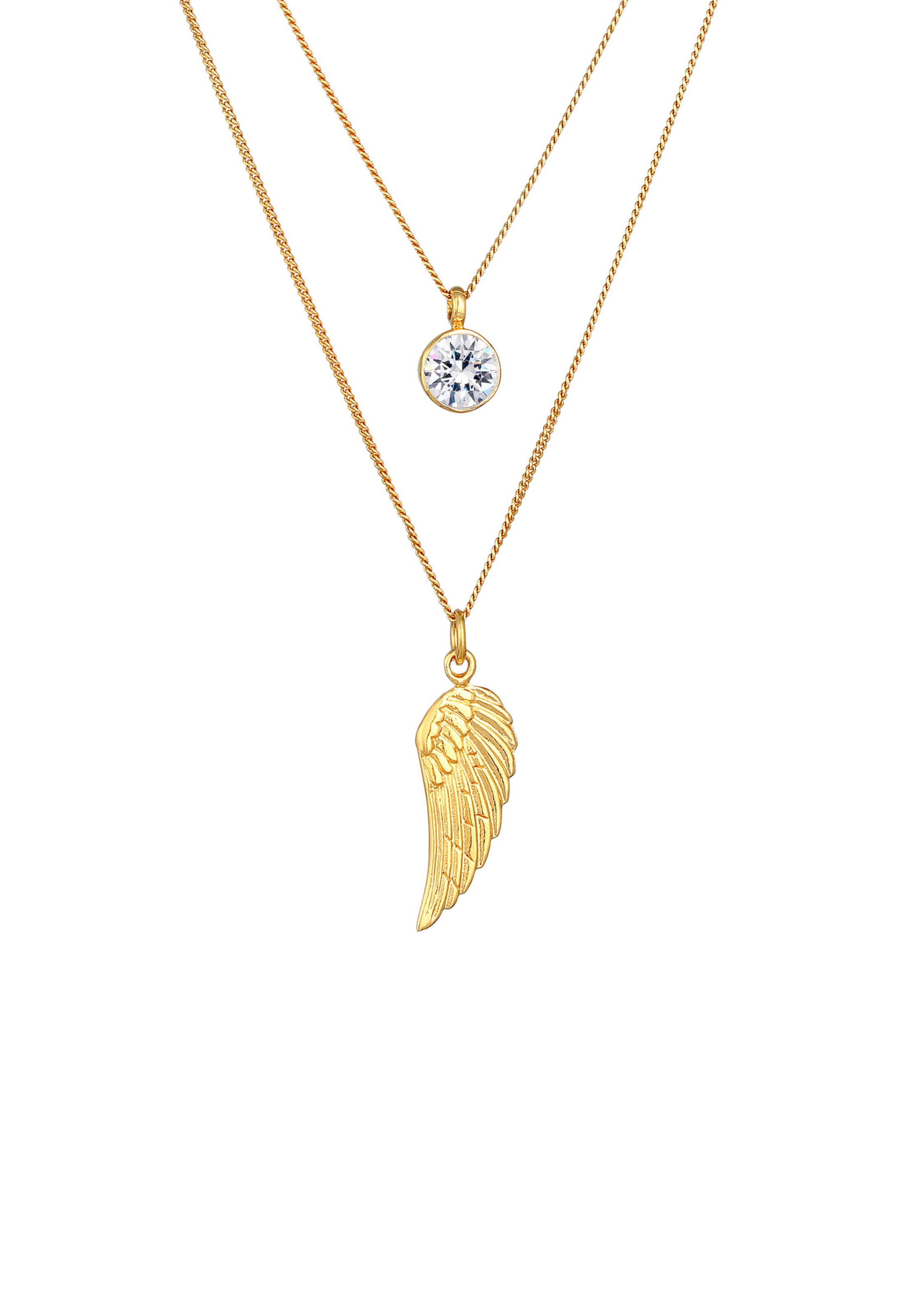 Frauen Schmuck ELLI Halskette Flügel, Kristall Kette, Layer in Gold - WD25429 Frauen Schmuck ELLI Halskette Flügel, Kristall Kette, Layer in Gold - WD25429