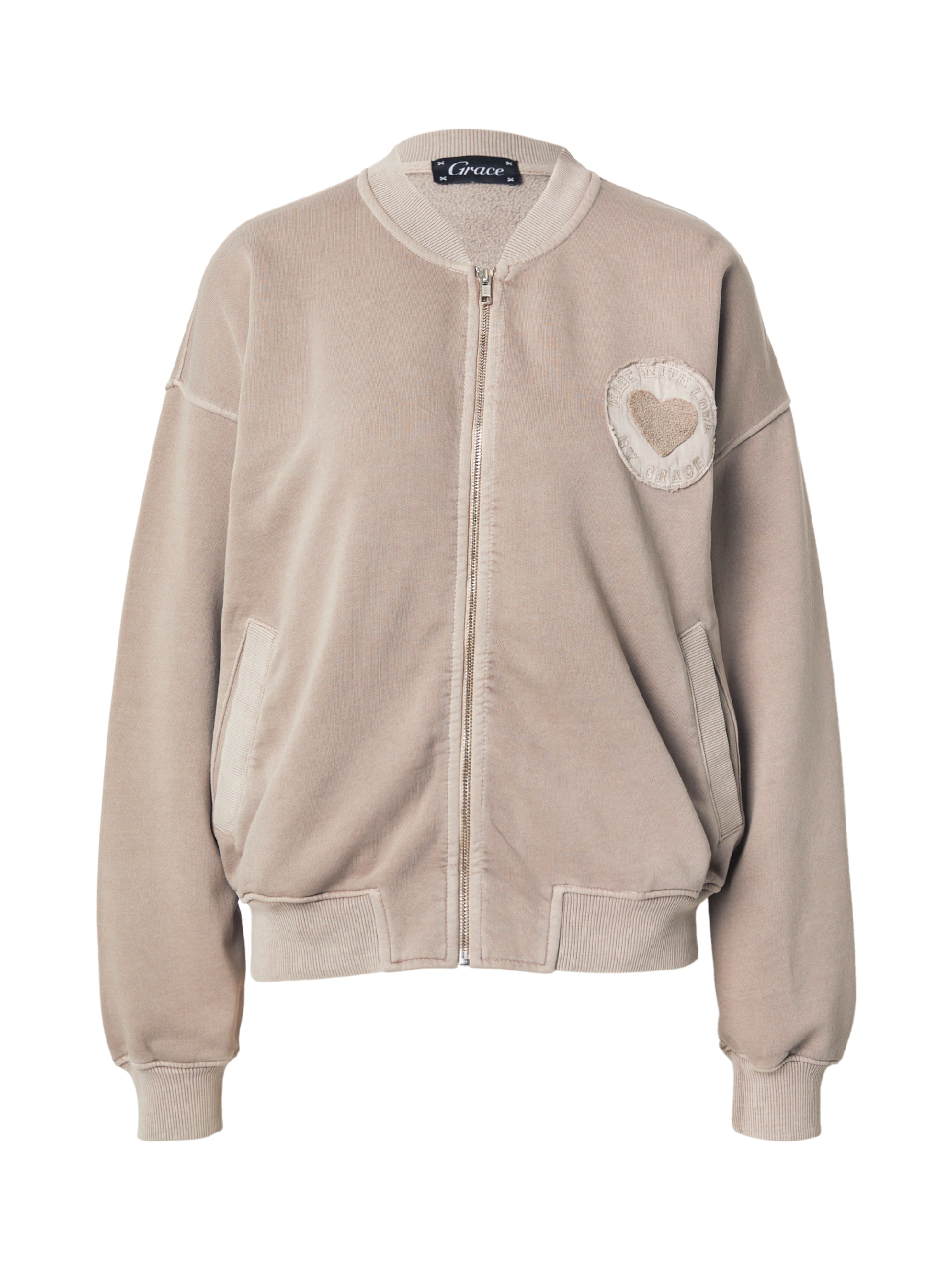 Grace - Sudadera con cremallera en gris: frente