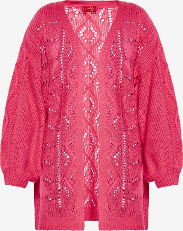 swirly Knit Cardigan in Pink: front