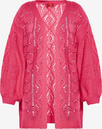 swirly Knit Cardigan in Pink: front