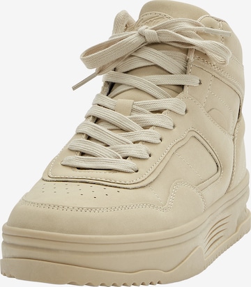 Pull&Bear Sneakers high i beige: forside