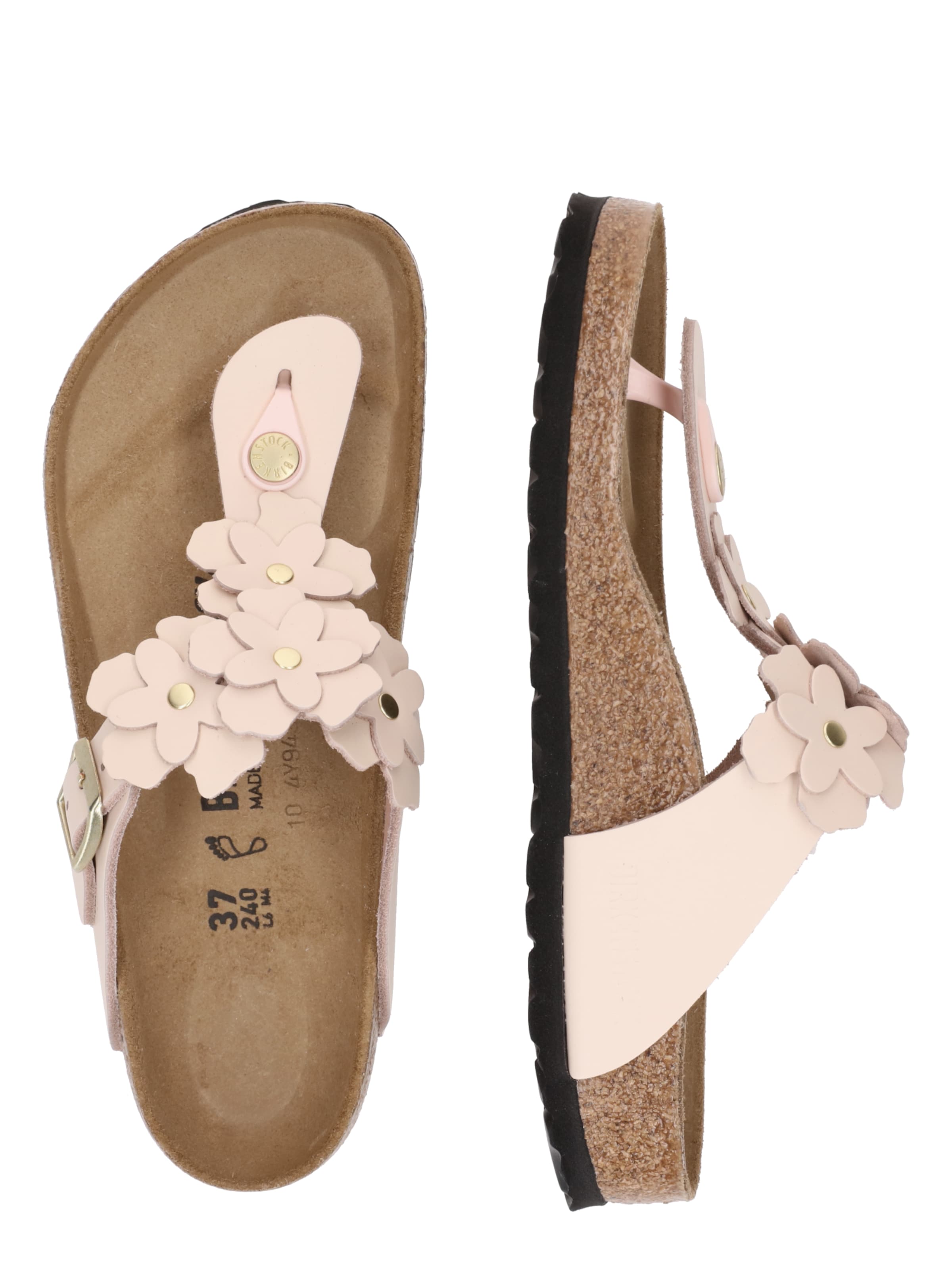 BIRKENSTOCK Сандали с разделител за пръстите 'Gizeh Flower' в розово