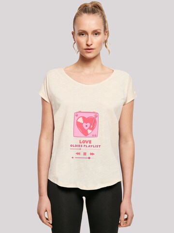 F4NT4STIC Shirt 'Love Oldies Playlist  Valentinstag' in Beige: front