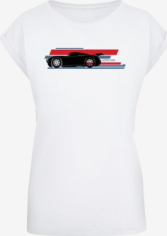 ABSOLUTE CULT T-Shirt 'Cars - Jackson Storm Stripes' in Weiß: predná strana