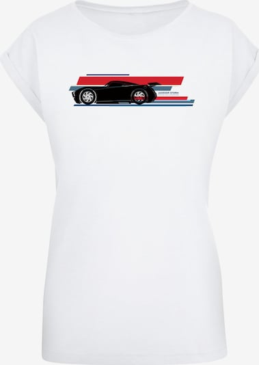 ABSOLUTE CULT T-Shirt 'Cars - Jackson Storm Stripes' in saphir / rot / schwarz / weiß, Produktansicht