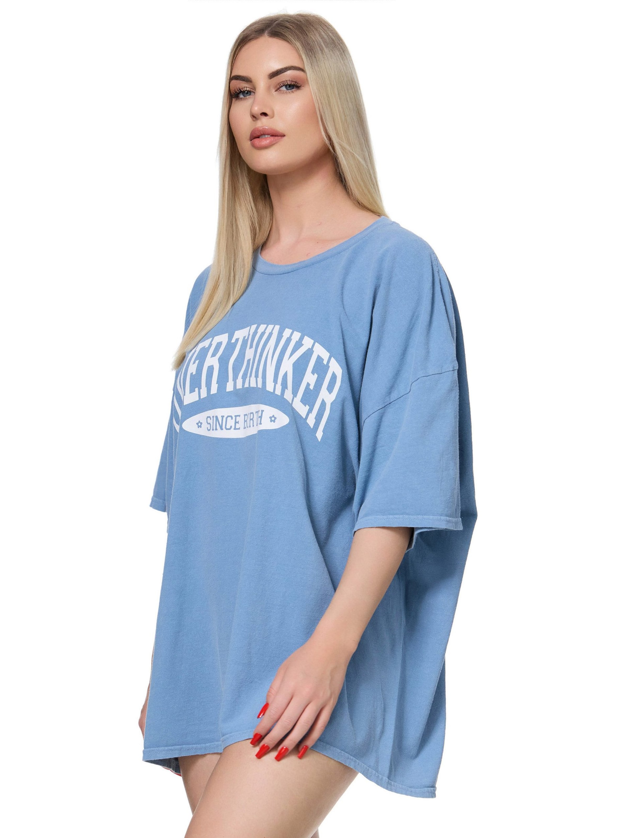Worldclassca Oversized Shirt 'Overthinker' in Blue