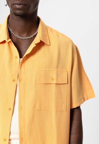 VAMOS CLO Comfort fit Button Up Shirt 'Arlington' in Orange