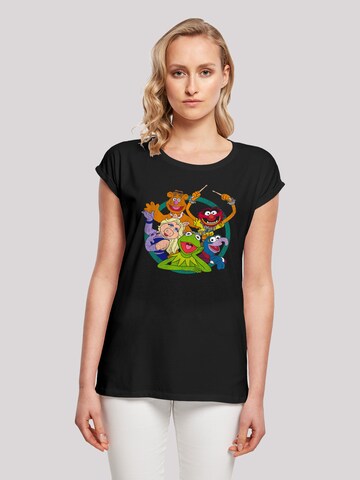 F4NT4STIC Shirt 'Disney Die Muppets Group Circle' in Zwart: voorkant