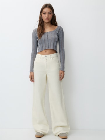 Pull&Bear Wide Leg Hose in Beige