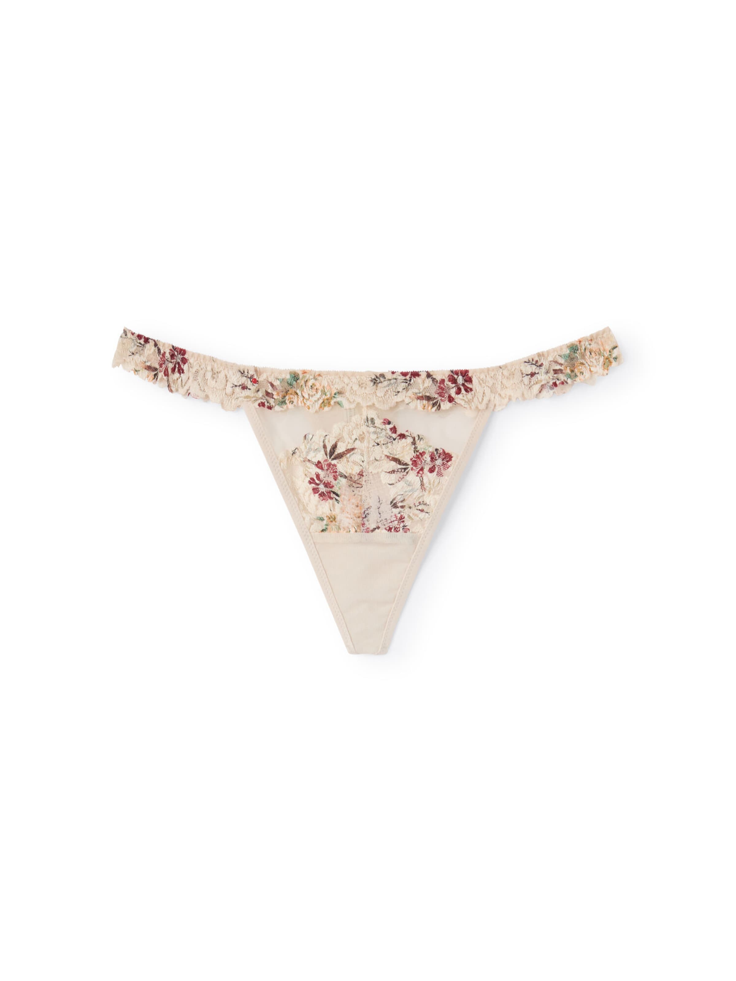 INTIMISSIMI Thong 'Pretty Flowers' in S in Cream / Fir / Dark red, Item view