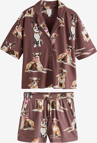 Next - Pijama de pantalón corto en marrón: frente
