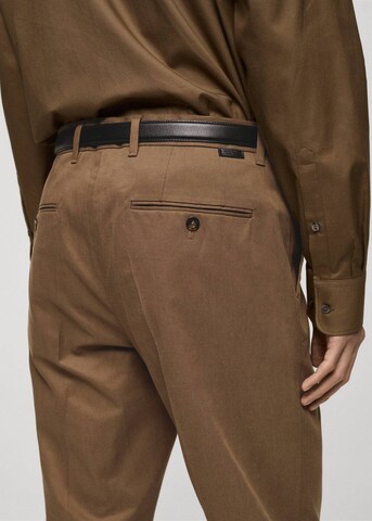 MANGO MAN Regular Pleated Pants 'Nicco' in Brown